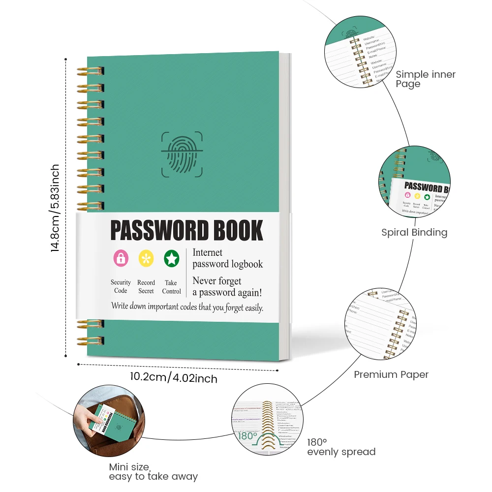 1Pc Secure Mini Password Book - Portable for Internet and Computer Logins Privacy-Ensuring Notebook with 3Pc Stickers