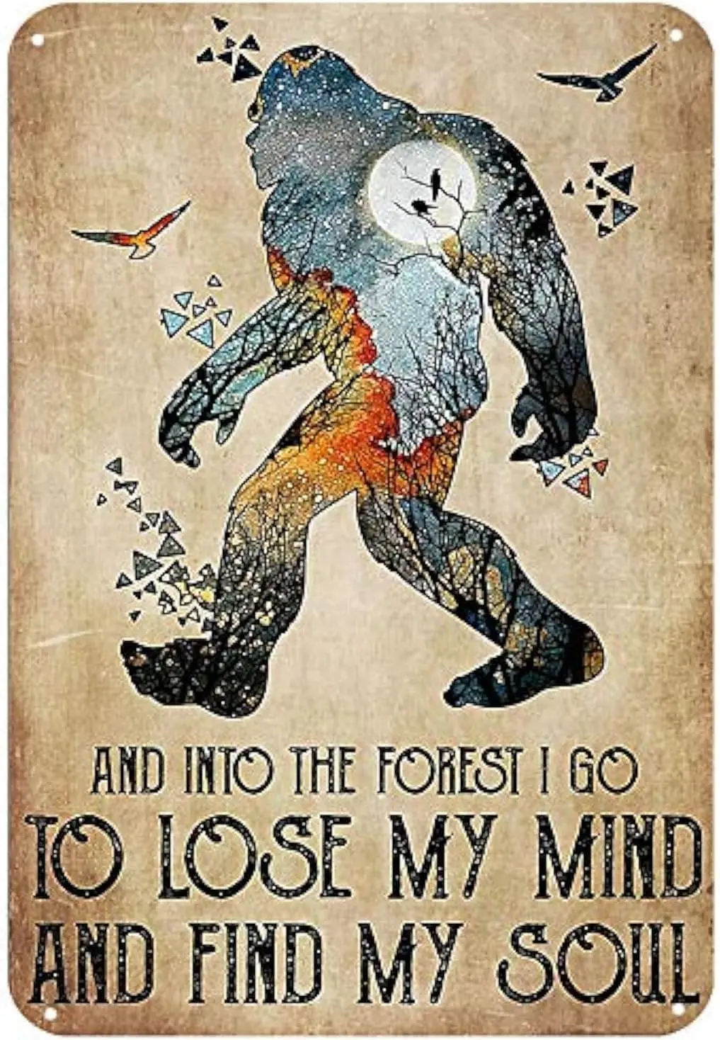 AMELIA SHARPE ป้ายดีบุก Vintage Bigfoot Walked in The Forest, I Lost My Way และพบเหมาะสําหรับห้องนั่งเล่นบาร์โรงรถ C