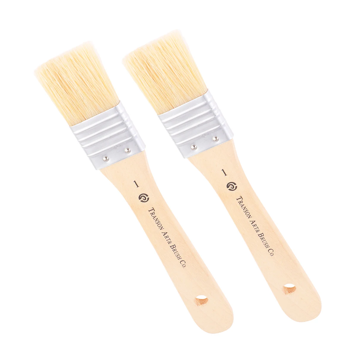 

2 pcs Natural Pure Boar Bristle Oil Painting Brushes Large Size Wooden Handle For Artists Students Drawing Painting Glue Dust 1#
