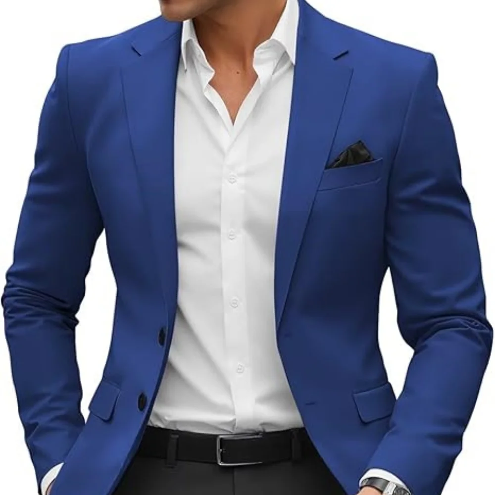 

Men's suit jacket with single-sided button notch lapel fashionable sports jacket casual lightweight suit jacket