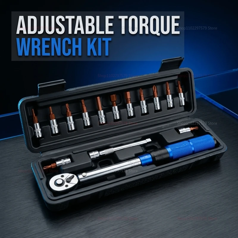 15pcs Bicycle Torque Wrench Set 1/4 Inch Adjustable 2-24Nm Hex Wrench Kit for Bike Maintenance Repair and Assembly Suitable view 2