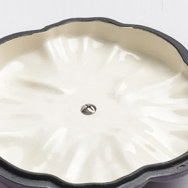 Multifunctional Cast Iron Enamel Soup Pot Evenly Heated Pumpkin Shaped Kitchen Universal Household Induction Cooker Cookware