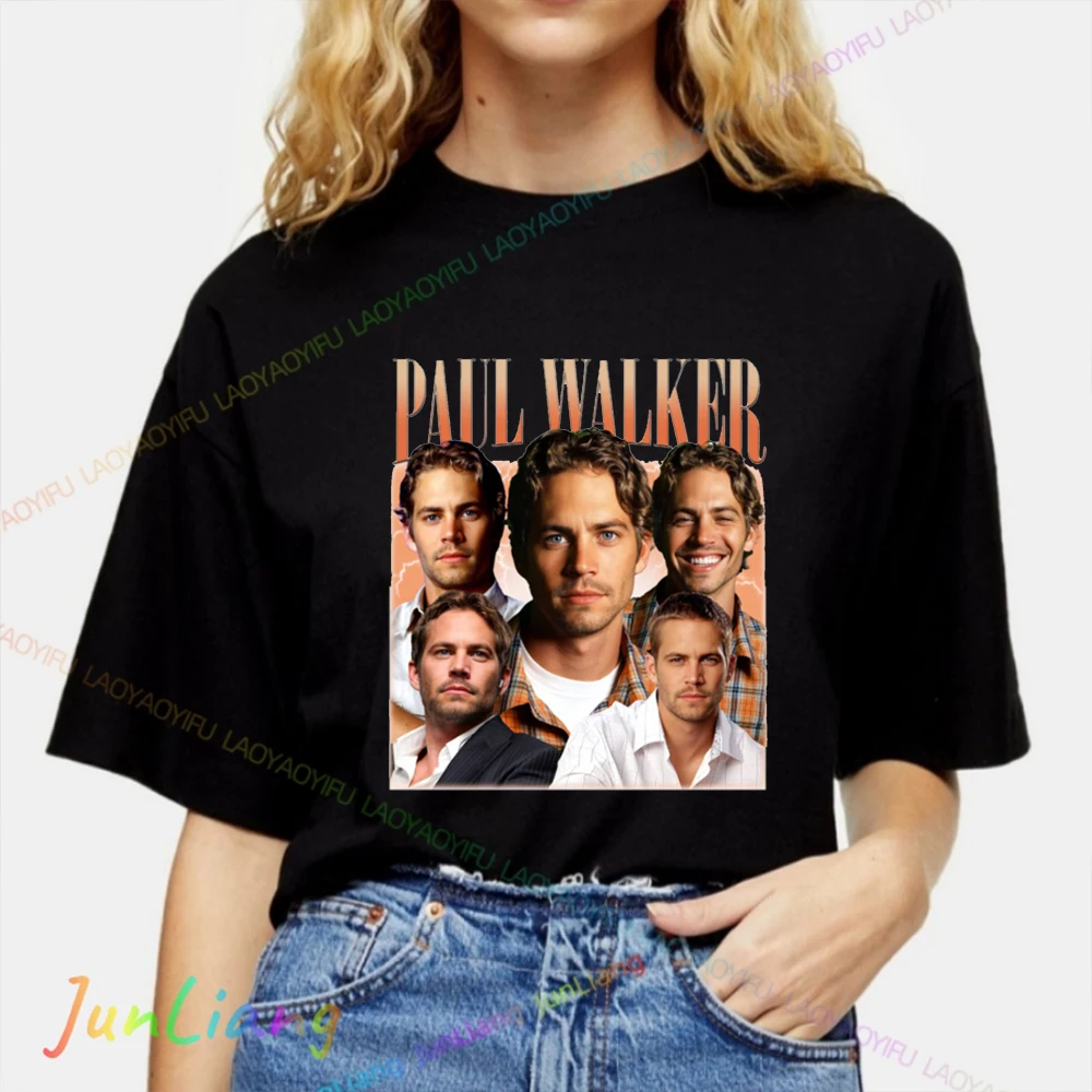 Paul Walker Women's T-shirt Fast and Furious Streetwear Retro Harajuku Y2k Clothing Tops Men Graphic Shirts Goth  Fashion Women view 5