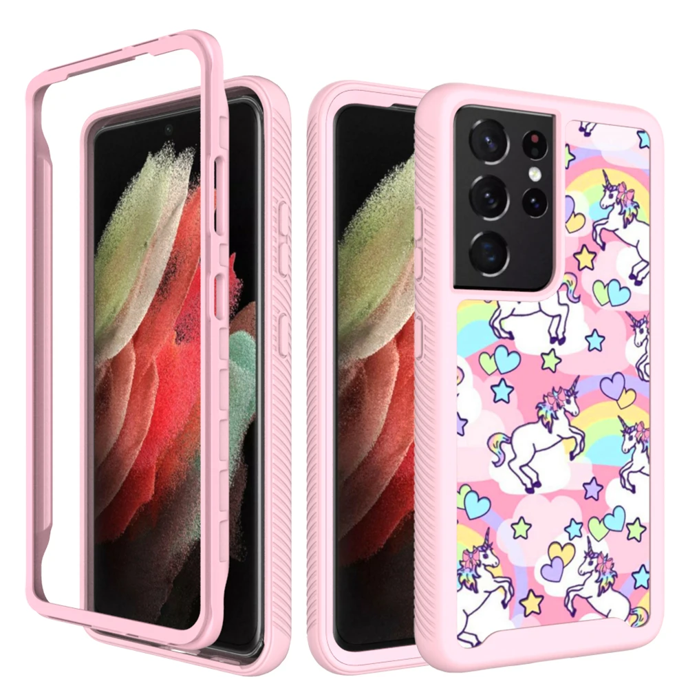 Unicorn Case For Samsung Galaxy S21 S20 Note 20 Ultra plus A71 A52 A12 A32 5G Dual Layer Shockproof Protective Cover