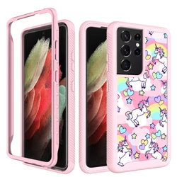 Unicorn Case For Samsung Galaxy S21 S20 Note 20 Ultra plus A71 A52 A12 A32 5G Dual Layer Shockproof Protective Cover