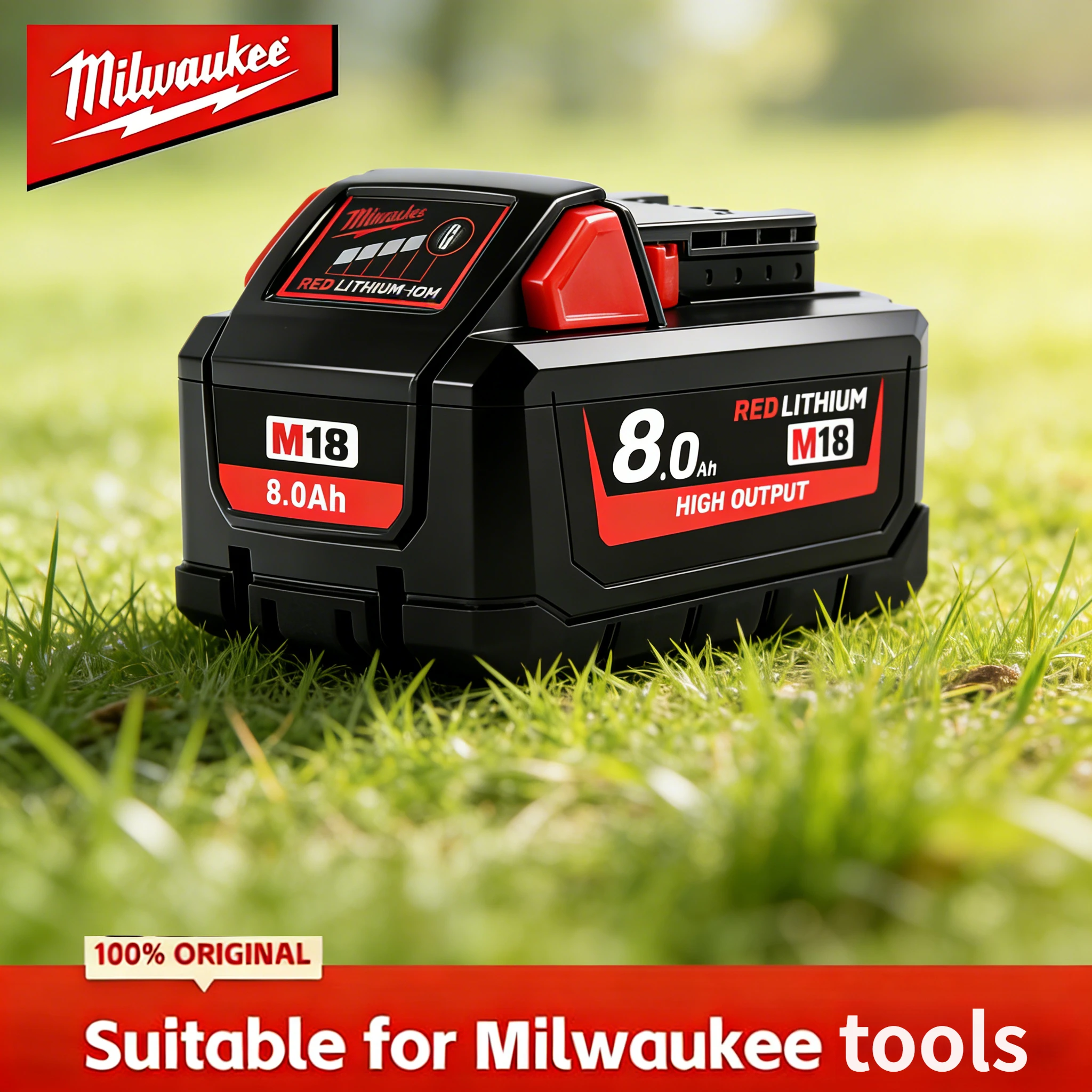 100% Milwaukee Original M18 Battery 8.0Ah M18HB8  Rechargeable 18V Lithium Battery Suitable For Milwaukee Cordless Power Tools
