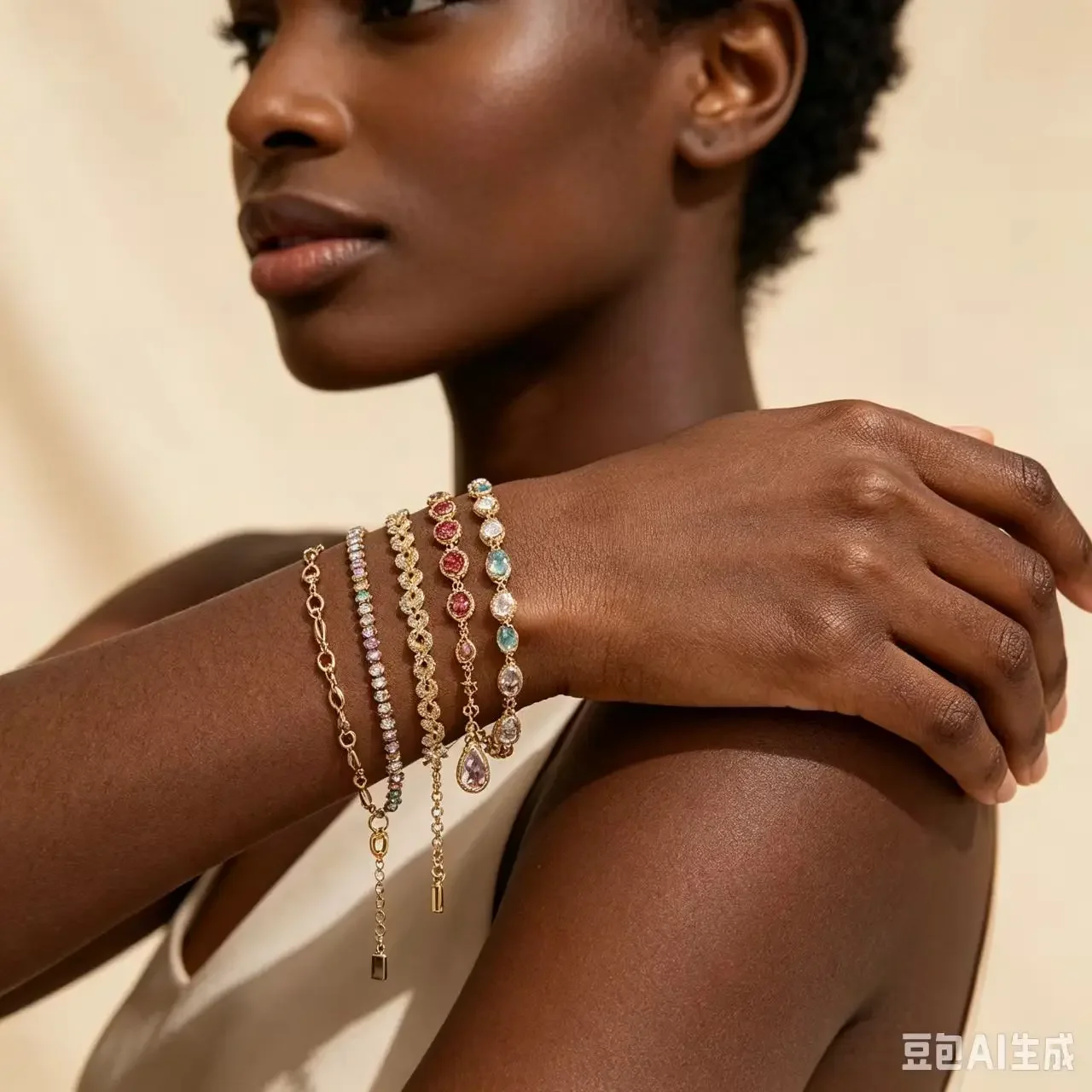 Vintage Gold Chain Bracelet Mixed Color Crystal Pearl Charm Thin Delicate Link Bangle Multistyle Daily Party Hand Jewelry for Wo