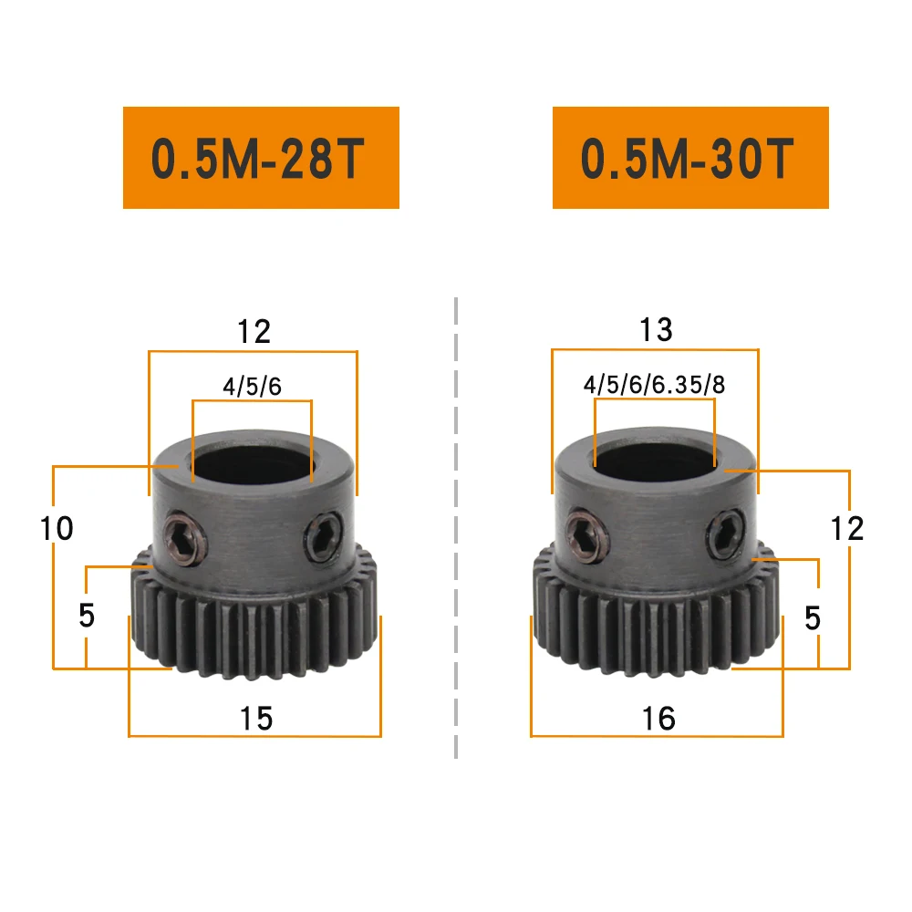 Spur Gear 0.5M-28T/30T Bore Size 4/5/6/6.35/8mm Mini Gear Wheel SC45#Carbon Steel Blackening Teeth Height 5mm Transmission Parts