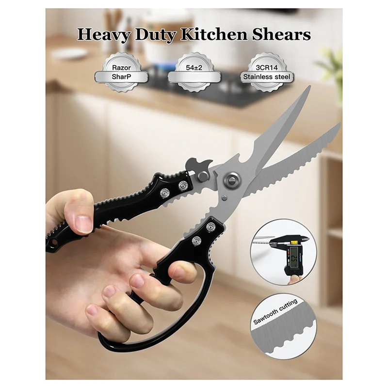 AAAN-Multi-Purpose Heavy Duty Poultry Shears, Kitchen Shears With Slip Handle For Meats, Fish, Turkey, And Vegetables