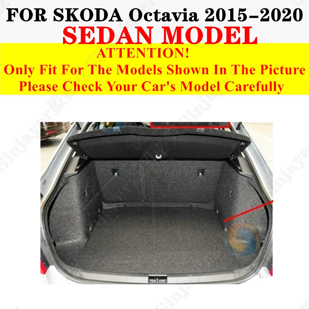 Car Trunk Mat For SKODA Octavia Sedan 2020 2019 2018 2017 2016 2015 Rear Cargo Cover Carpet Liner Tail Parts Boot Luggage Pad