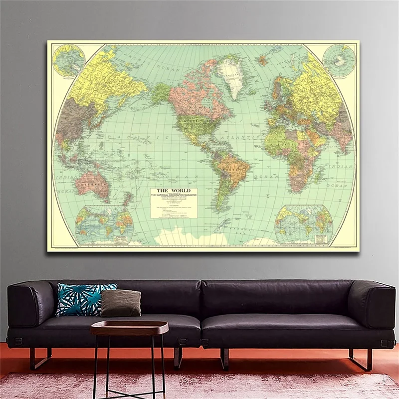 National Geographic - World Map (1932),Poster Wall Hanging Tapestry,Study,Geographical,Tourism/Education Tool