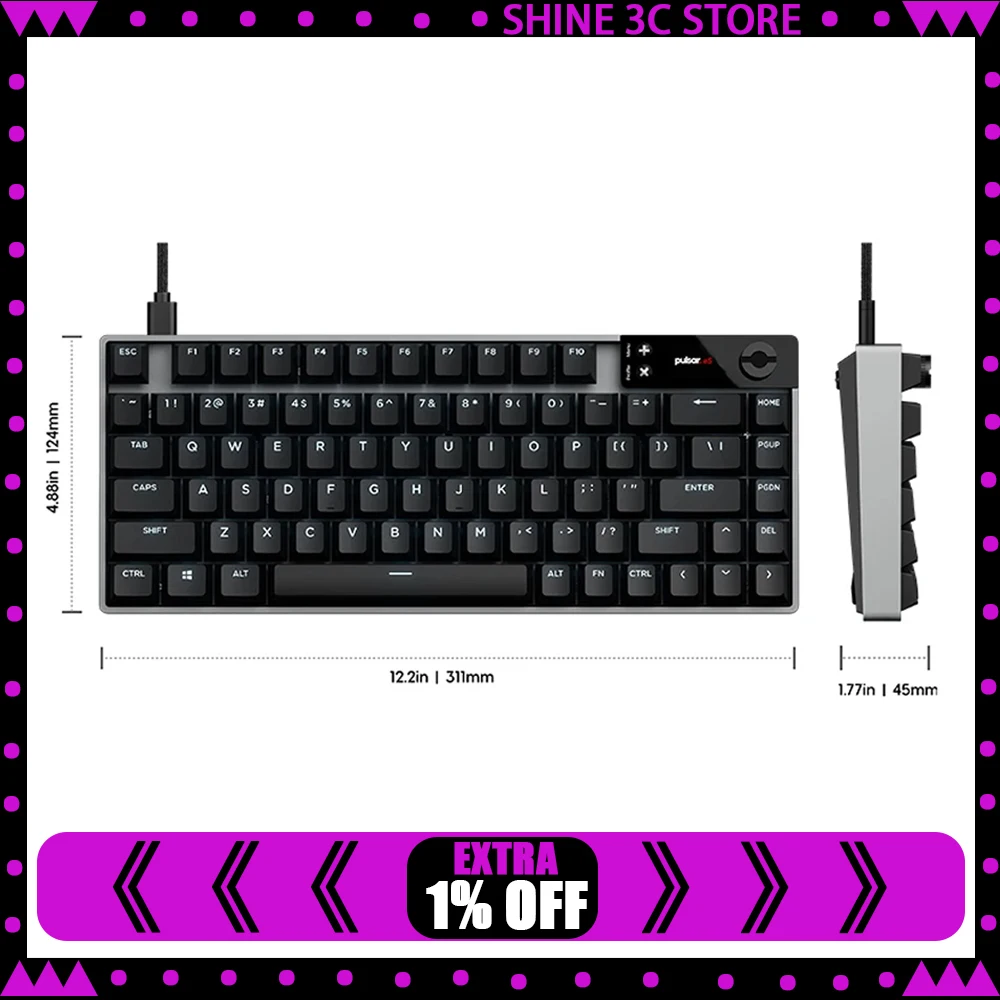 

Pulsar eS HE 70 ANSI Magnetic Switch Keyboard Wired Mechanical Keyboards 8000Hz RT0.05mm Gaming Keyboard Valorant PC Accessories
