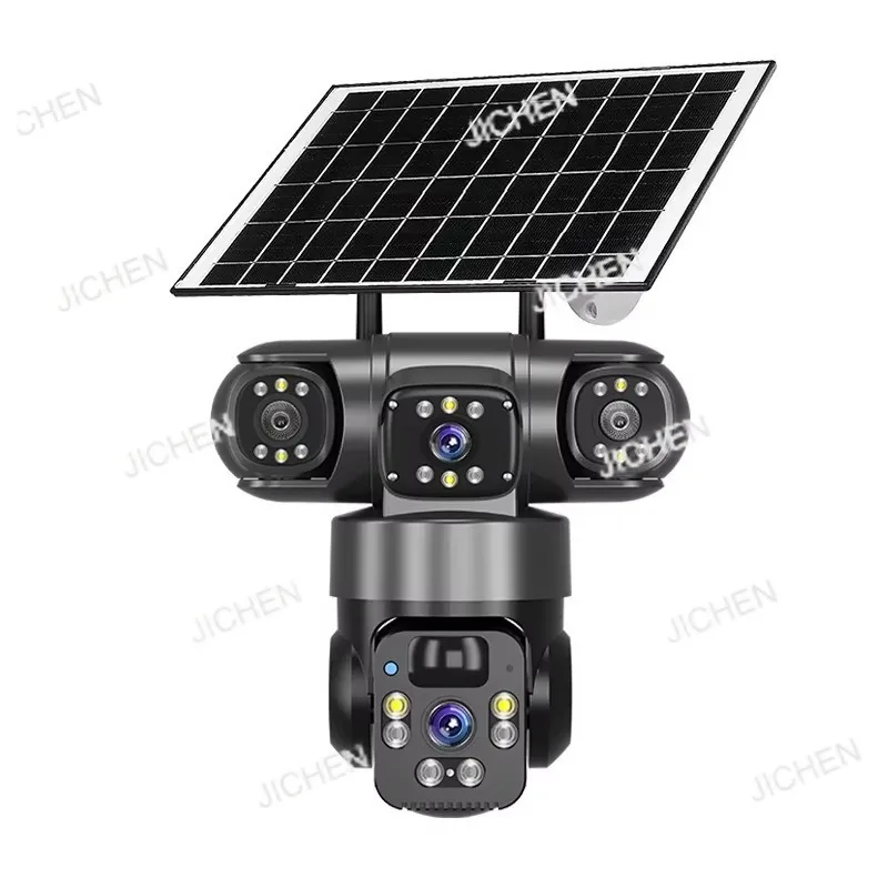 

3-Eye panoramic 360-degree three-screen wireless smart wifi/4G solar camera monitoring gun ball integrated