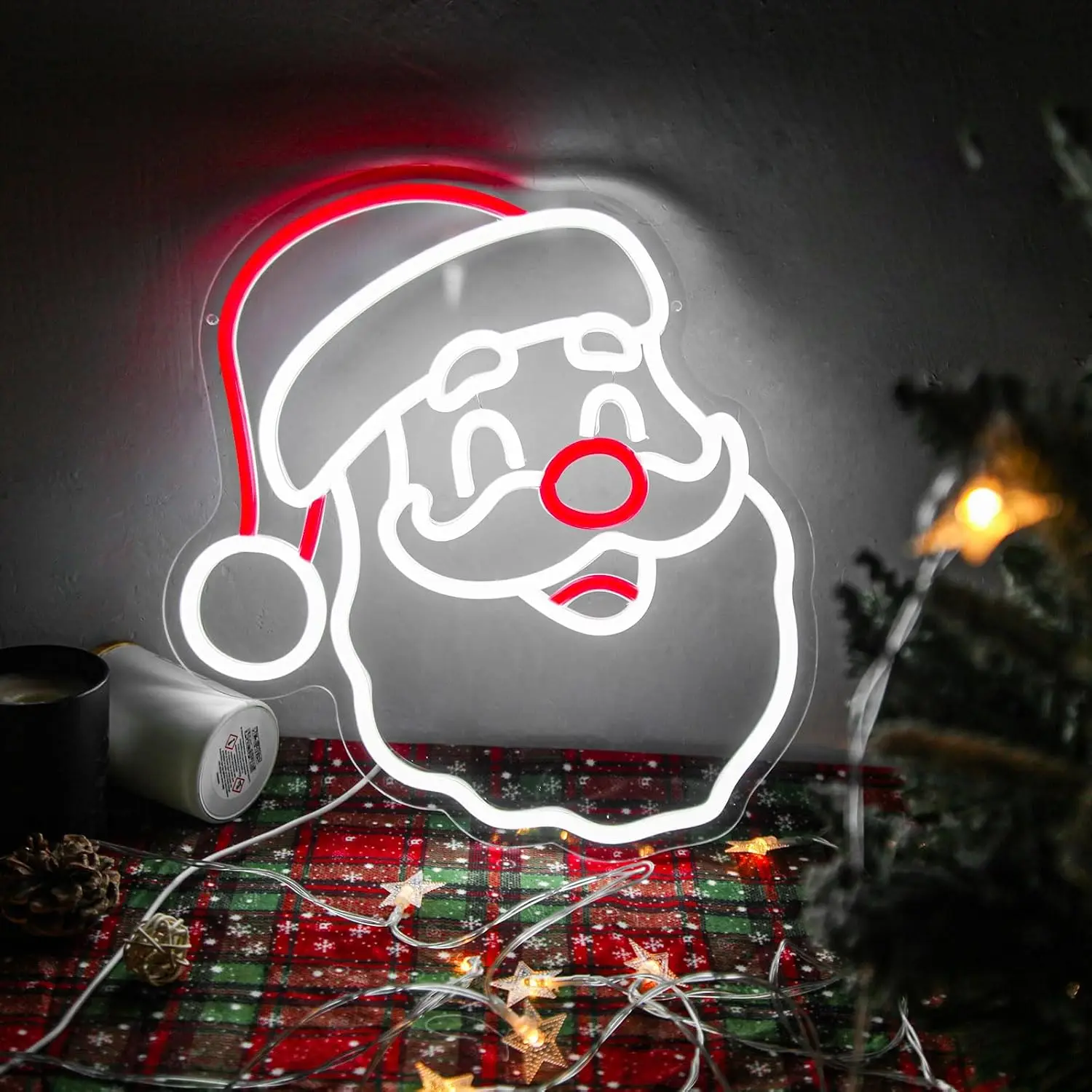 Santa Claus Neon Sign Christmas LED Neon Light Xmas Party Home Bedroom Game Room Bar Home Decor Christmas Gift USB Powered