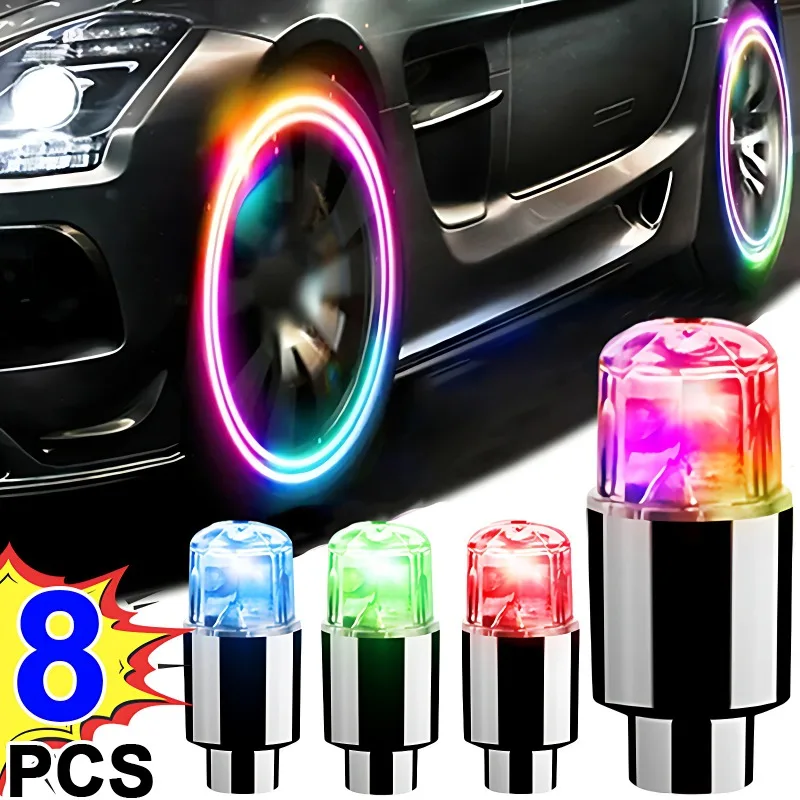 Tire LED Lights Bicycle Tire Valve Cap Lighting Motorcycle Bike Wheel Lamp Flash Lamps Colorful Road Cycling Lamp Accessories