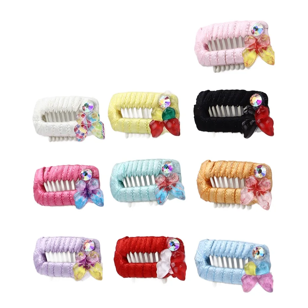 10pcs Bow Pattern Pet Hair Clip Floral Look Rich Color Puppy Head Flower Slim Build Mini Size Cat Grooming Accessory