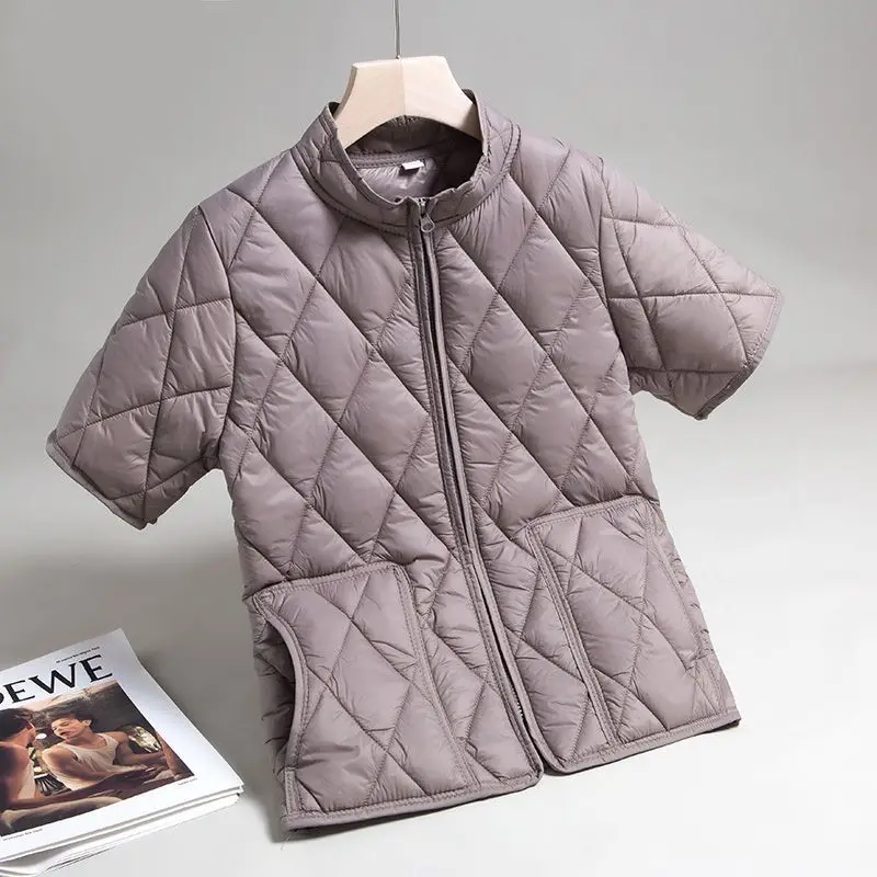 Nouveau vers le bas coton rembourré gilet veste femmes 2025 automne hiver mode demi-manches Parkas chaud gilet femme court vêtements d'extérieur