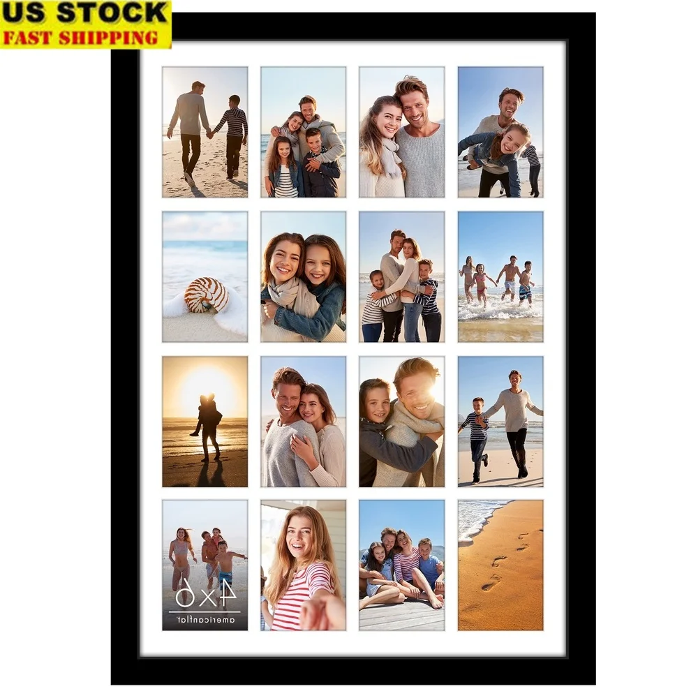 

18x26 Collage Picture Frame Holds 16 4x6 Photos MDF Wall Display Crystal Clear Plexiglass Easy Mount Horizontal Vertical Gallery
