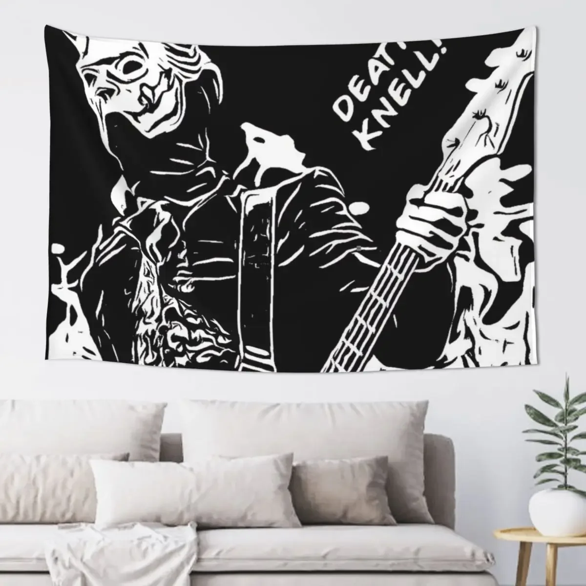 GHOST BAND NAMELESS GHOUL INSPIRED COMIC COVER DESIGN black ink Tapestry Home Decor Accessories Home And Comfort Decor Tapestry