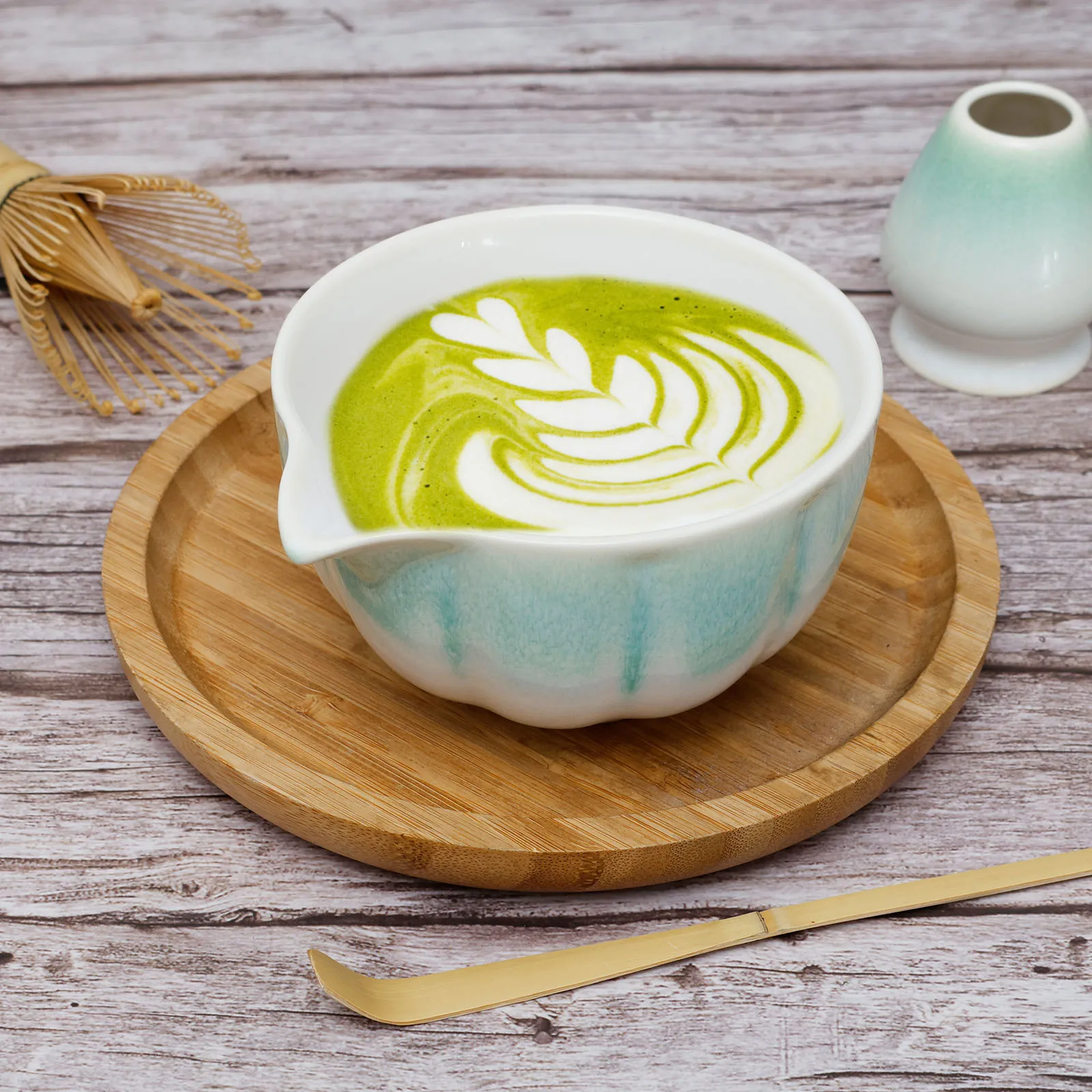 

Цветочная чаша для матча и держатель для венчика, бамбуковая керамика премиум-класса, 500 мл, чавань, легко чистится, подарок для комплекта для любителей матча своими руками