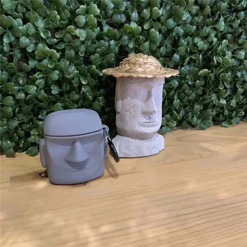 Silicone Soft Case for Apple AirPods, Easter Island Statue, Suitable for Apple 1, 2, Pro 3, Wireless Bluetooth Headset,