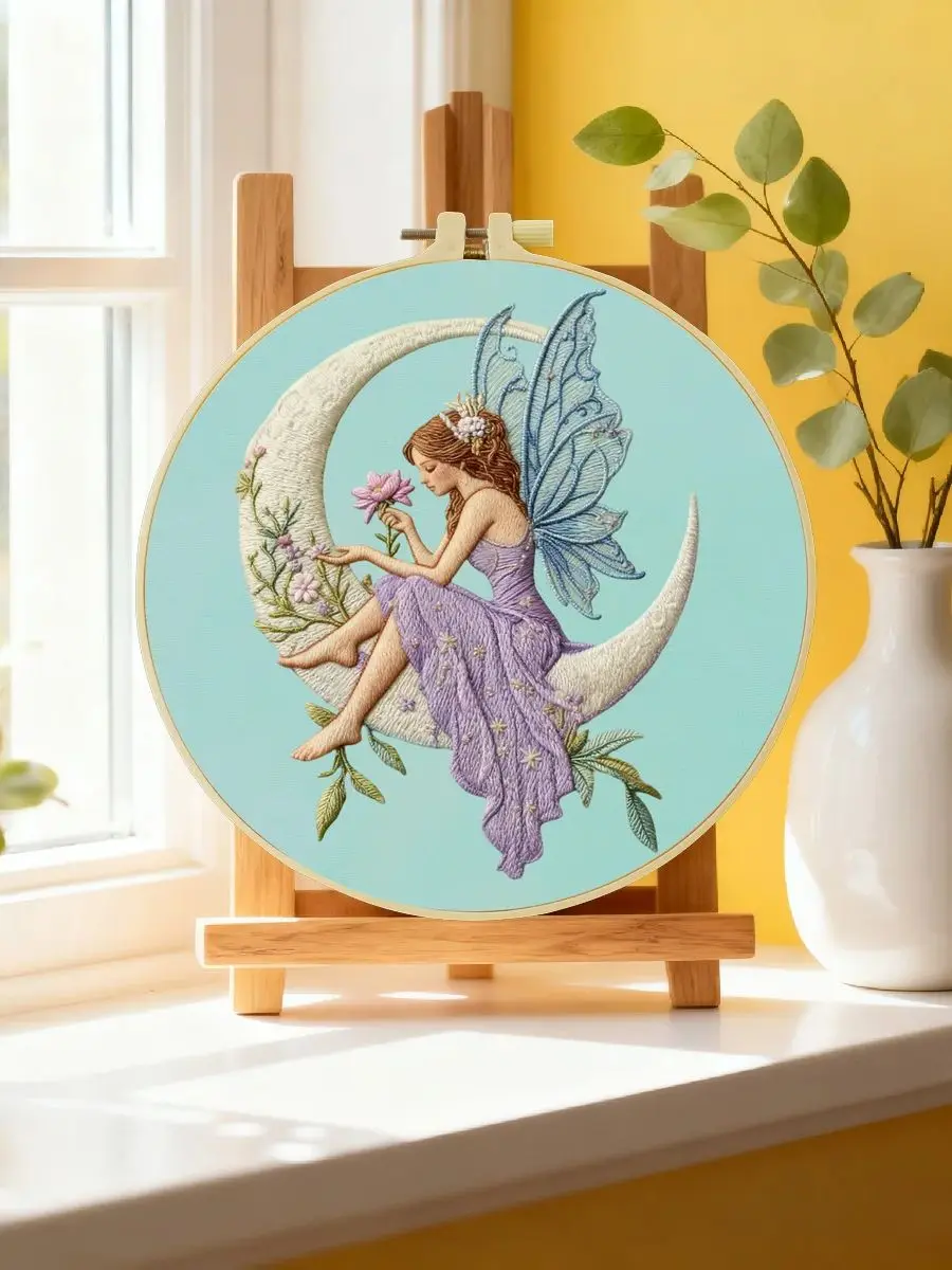 1 Stück 20X20CM/15X15CM 7,87/6,3 Zoll Mädchen-Stickerei-Starter-Kit DIY-Kit DIY-Stickerei-Set Handarbeiten Heimdekorations-Set für Anfänger – Detail 6