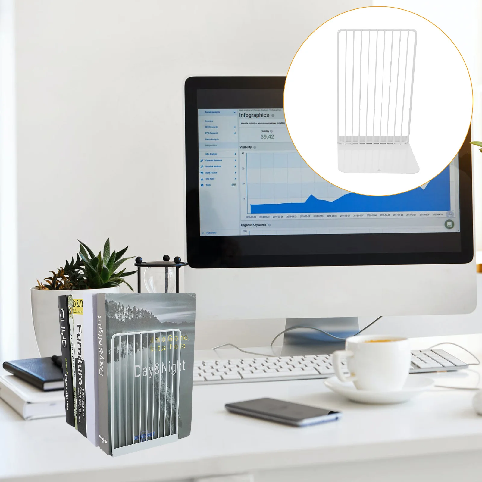 

2 Pcs Book Stand Stylish Bookends Rack for Desk Desktop Simple Holders Display Organizer Iron Student Rounded Corners