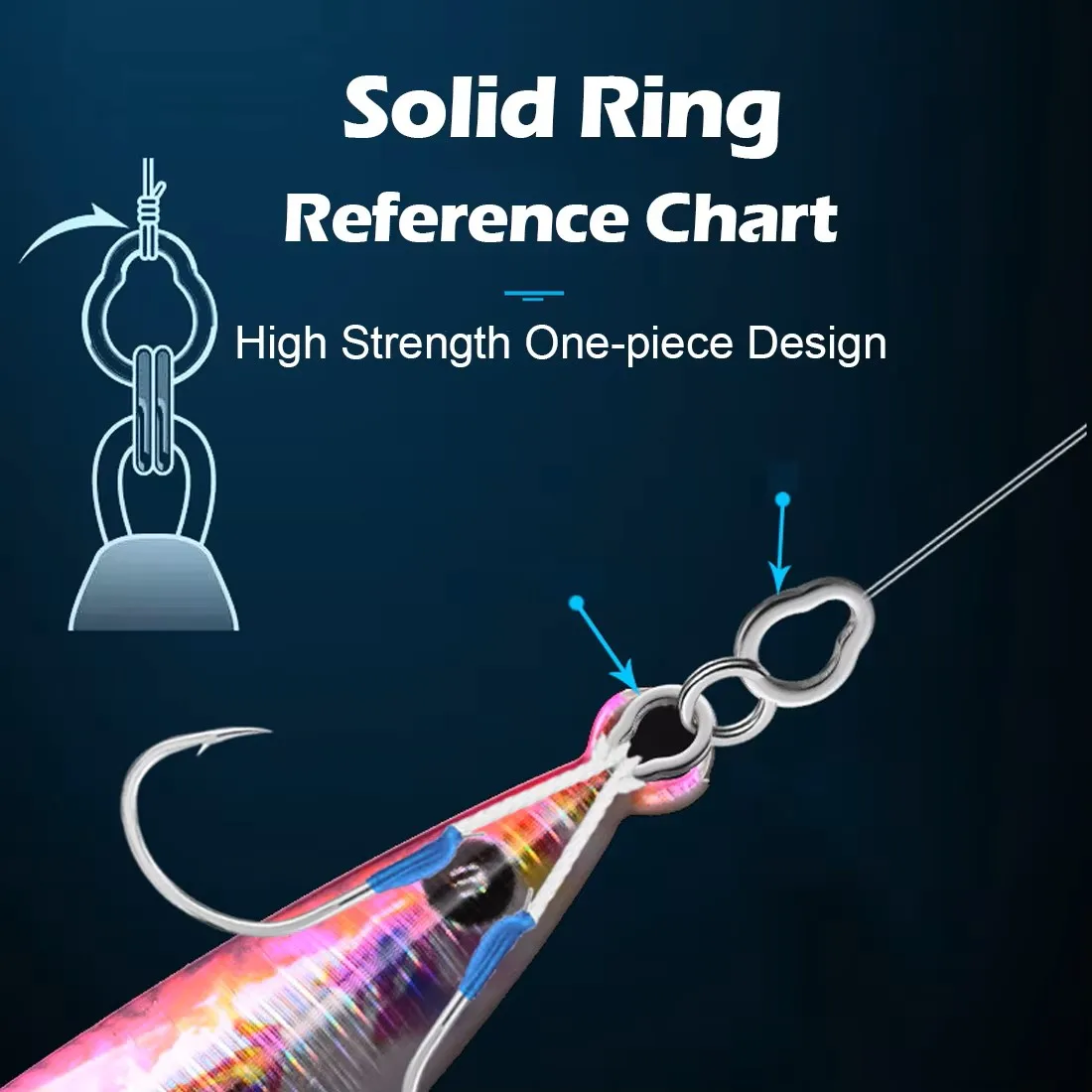 FishTrip Solid Ring Birnenform Edelstahl Salzwasser Süßwasser Angelzubehör für Line Assist Hook Jig Lure Connect – Detail 3