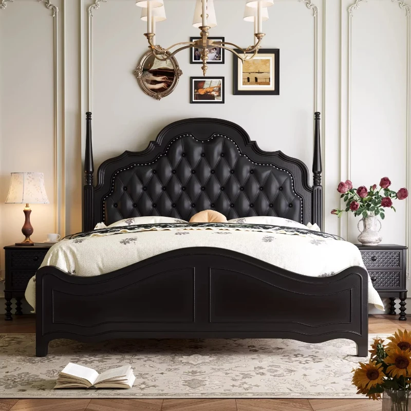 

1.8 meters leather soft backrest bed American walnut high-end atmospheric storage bed double bed