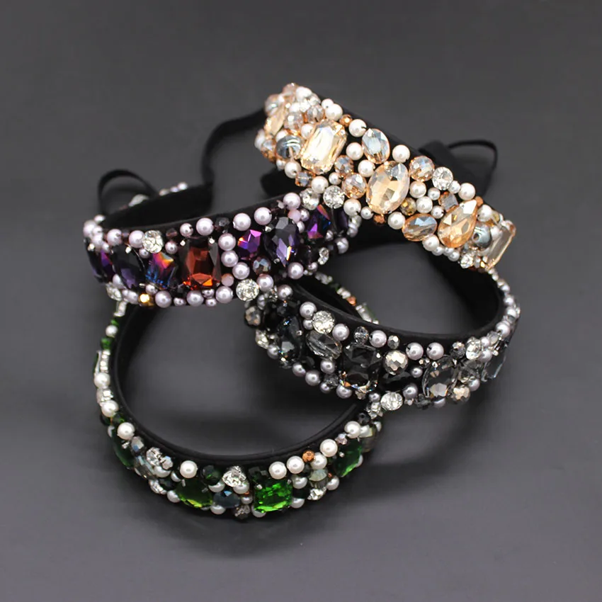 Geometric Pearl Headband Baroque Headband Big Gem Pearl Wild fFshion Temperament Tstage Catwalk Hair Accessories 884