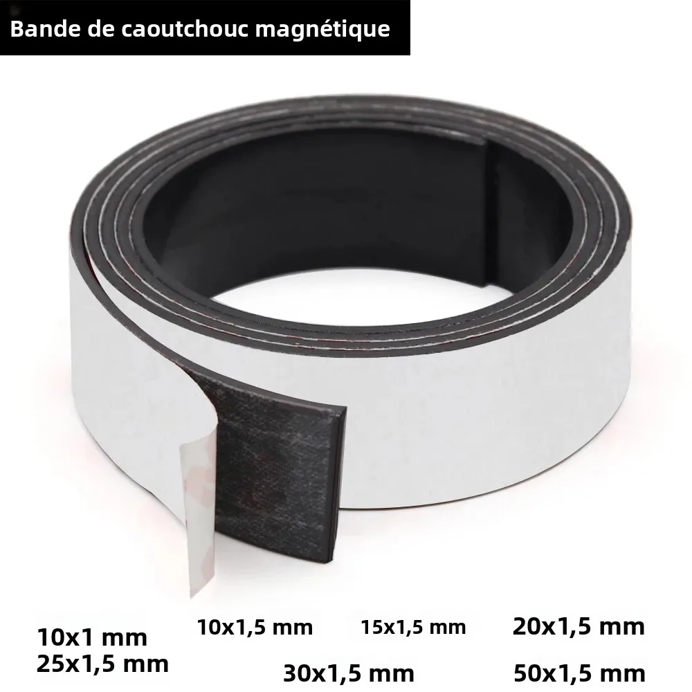 10/15/20/25/30/40/50x1.5mm ruban magnétique auto-adhésif ruban magnétique en caoutchouc bande magnétique Flexible forte