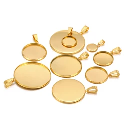 10pcs Fit 10 12 16 20 30mm Stainless Steel BlankCabochon Cameo Base Settings Tray Bezels Pendant Charms for DIY Jewelry Making