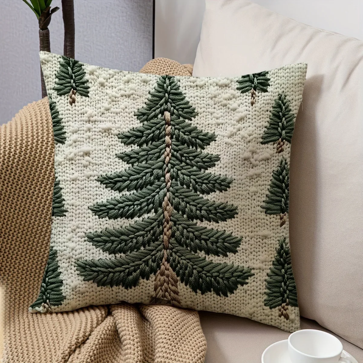 Funda de almohada de lino para árbol de Navidad, 45cm, funda de almohada para árbol de Navidad, decoración navideña, Feliz Navidad, Feliz Año Nuevo 2026
