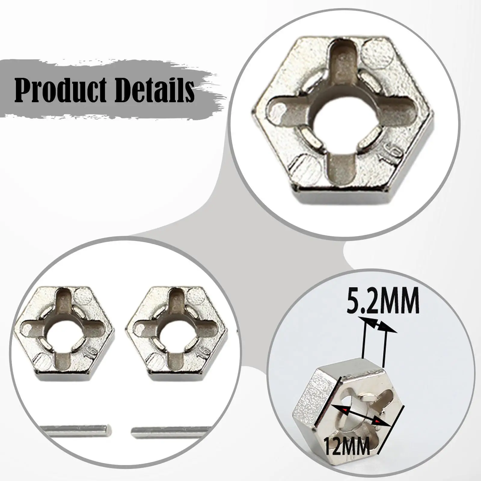 Adaptateurs d'entraînement de roue 4x12mm avec broches, accessoires de bricolage, adaptateurs hexagonaux faciles à installer, pièce de mise à niveau pour Wltoys 12427