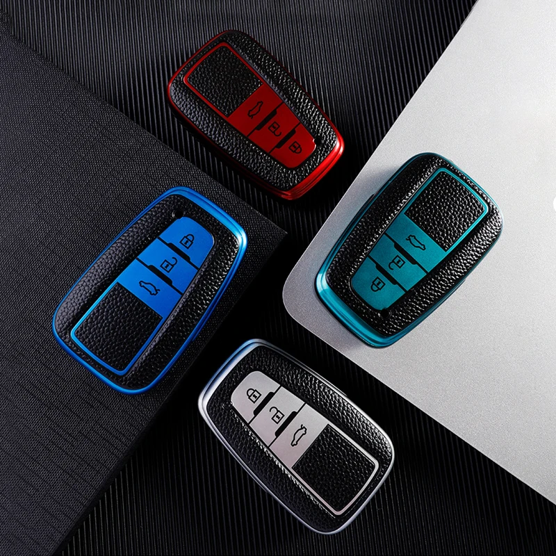 2 3 Buttons Leather TPU Car Key Cover Protective Case Holder For Toyota Camry Prius Corolla C-HR CHR Prado 2018 RAV4 Accessories
