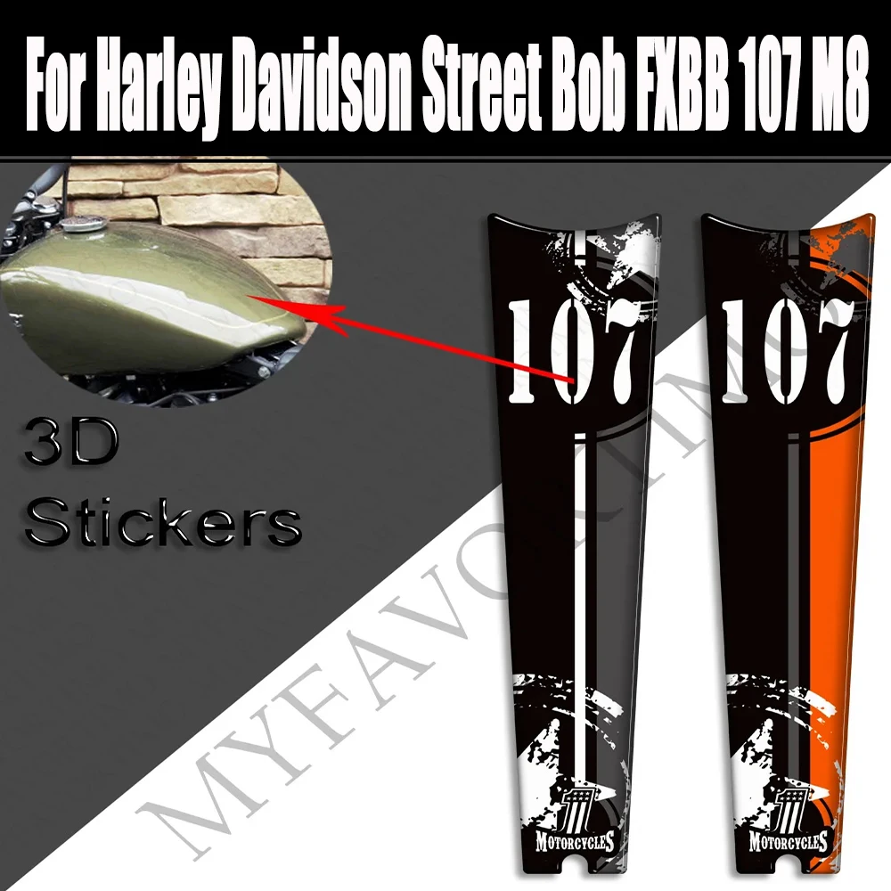 

Motorcycle For Harley Davidson Street Bob FXBB 107 M8 Protector Tank Knee Pad Side Grips Gas Fuel Oil Kit Stickers Decals