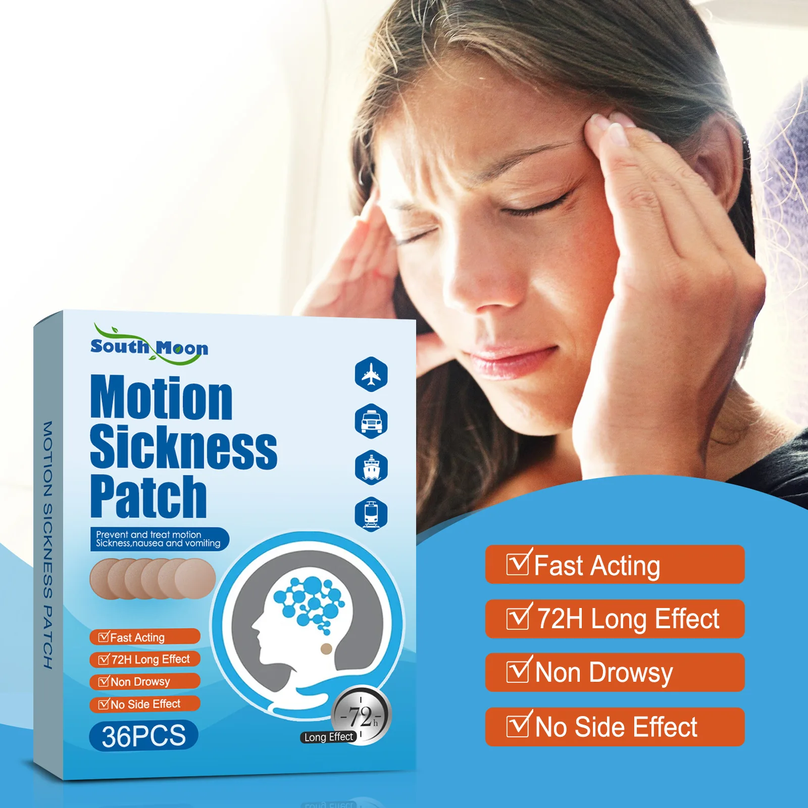 36 PCS Motion Sickness Patches Bands Relief of Nausea Carsick and Vertigo in Adults and Kids from Travel