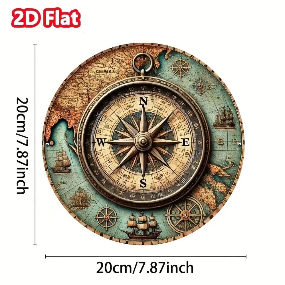 Classic Vintage Nautical Compass Metal Sign: Durable Indoor/Outdoor Decor, an Ideal Gift for Seafaring Lovers