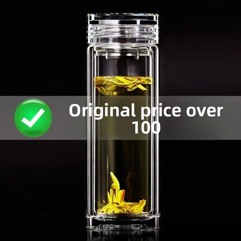

Large Size Shatterproof Tempered Glass Water Cup Anti-Fall Explosion-Proof Portable Insulated Anti-Bacterial round Cylinder C...