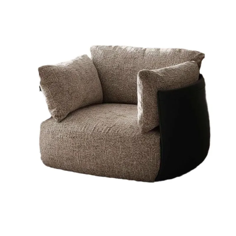 

Cotton and linen fabric medium and ancient single sofa chair, Nordic balcony living room sofa recliner