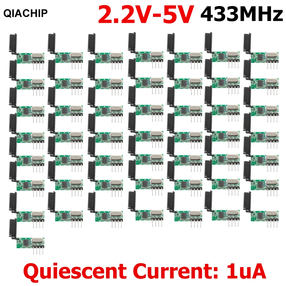 Qiachop-receptor de RF de 433 MHz, Kit de módulo de Control remoto de tamaño pequeño, baja potencia, UHF, ASK, 433,92 Mhz, para Arduino Uno