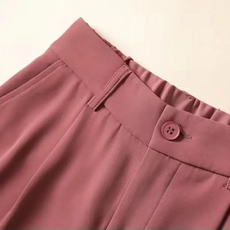 Verde sólido Casual cintura alta pierna ancha bolsillos botón suelto pantalones cortos de mujer moda coreana traje de verano pantalones cortos mujeres 2025 verano