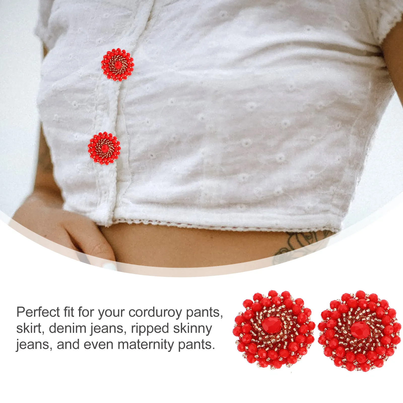 2Pcs Crystal Rhinestone Buttons with for Sewing Crafts Coat Blazer Denim Jeans Skirt Corduroy Pants DIY Decorative