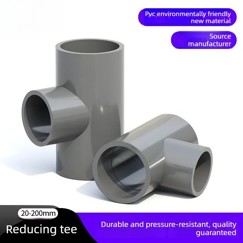 

PVC Reducer Tee Reducing Tee for Water Pipe, Gray Fitting Adapter, Sizes 25/32/40/50/63/75/90/110mm