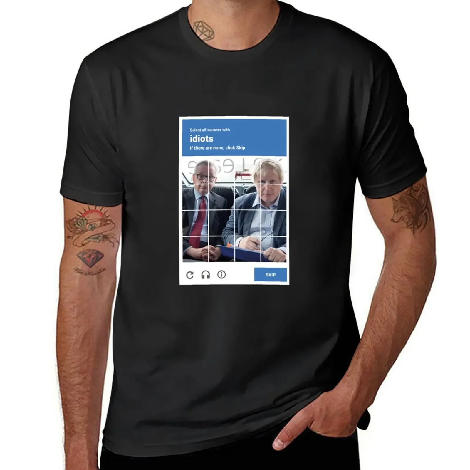 reCAPTCHA -- Michael Gove & Boris Johnson T-Shirt vintage cute tops custom t shirt customizeds mens t shirts top quality