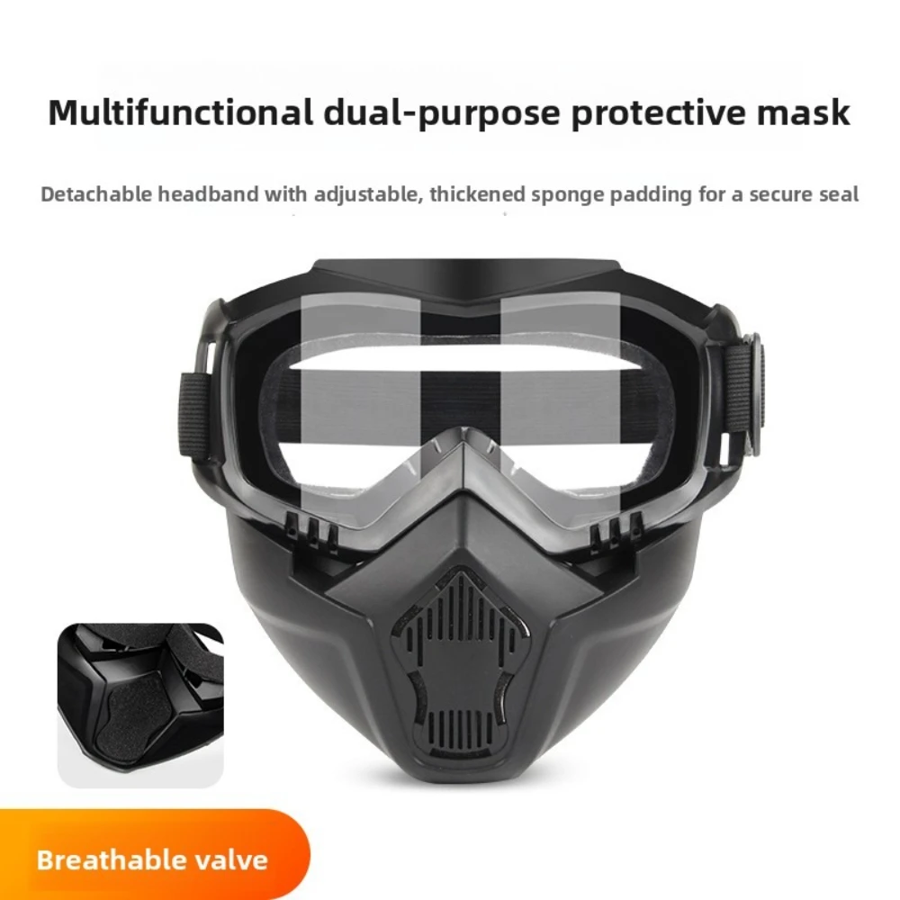 Cross-Border Motorcycle Goggles,Retro Face Shield, Anti-Fog Off-Road Helmet Goggles, Windproof for Outdoor Riding