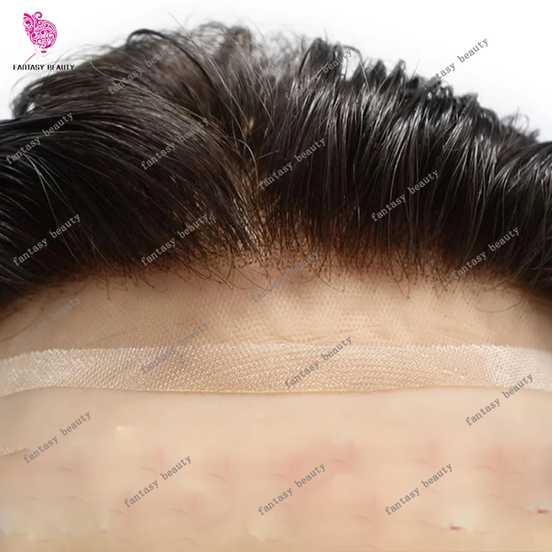 

Undetectable Premier FulL Swiss Lace Bleached Knots Brown Gray Male Hair Prosthesi Breathable Human Hair System Natural Hairline