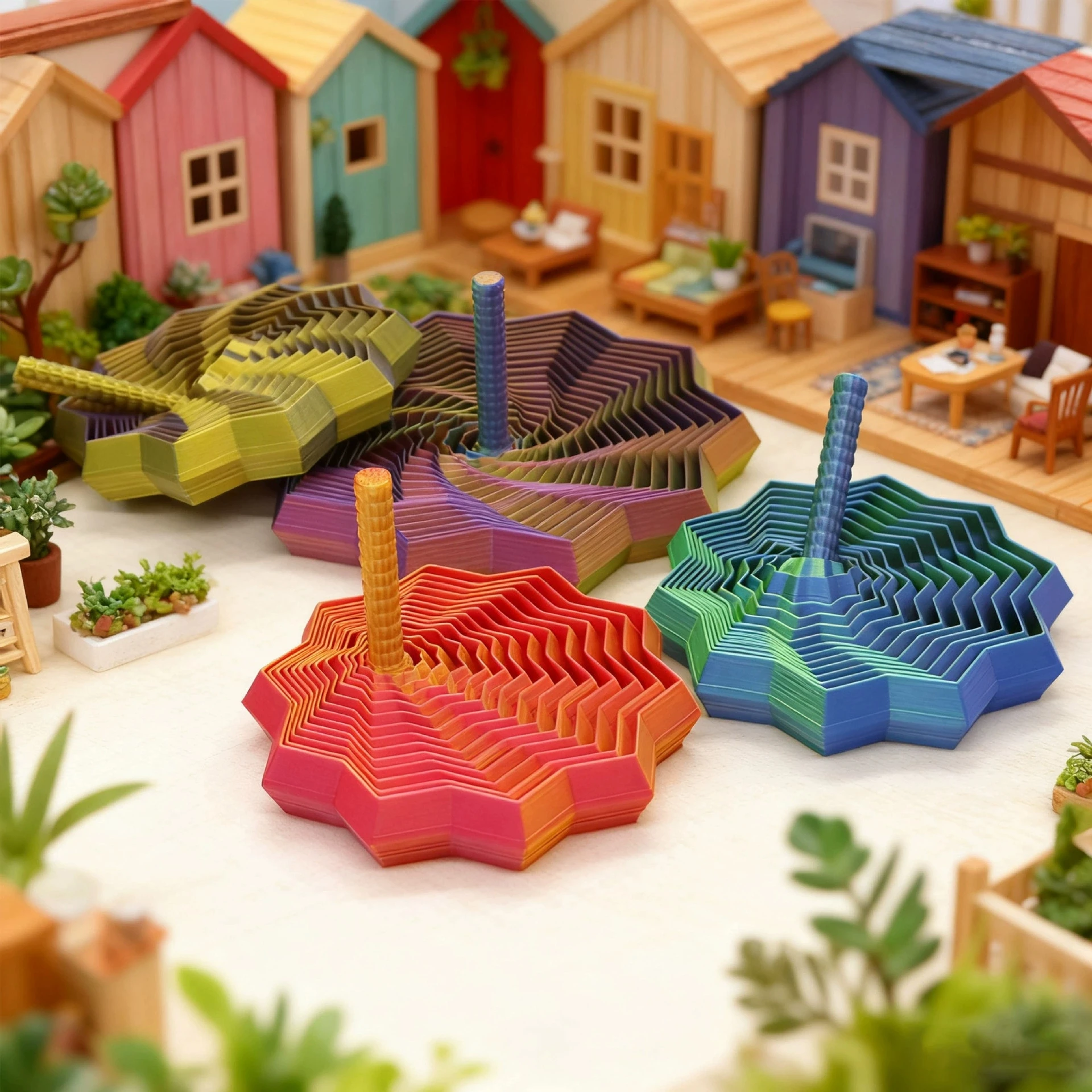 3D Printing Star Visual Illusion Folding Children's Puzzle Toy Polygonal Radish Tower Spiral Three-Dimensional Desktop Small Toy