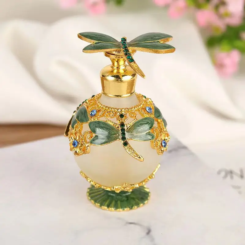 25ml Vintage Perfume Bottle butterfly Handmade Manual Painting Small Empty Refillable Bottles Metal Glass Wedding Decor Gift