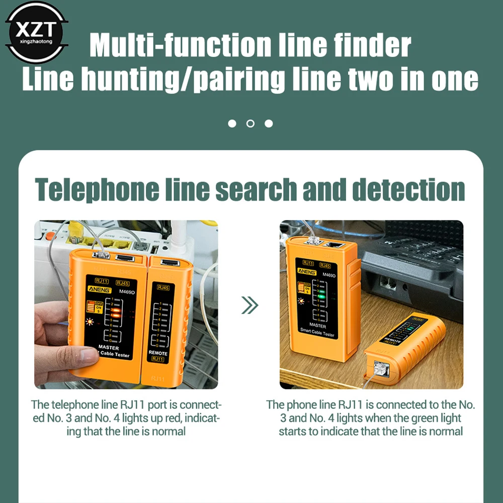 M469D Multi-funcional Rede Cable Tester, Lan Tester, Ferramenta de rede, RJ45, RJ11, RJ12, CAT5, UTP, Reparação